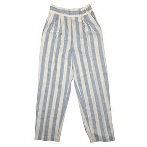 College Town Vintage High Waisted Striped Tapered Pants Blue White Size 3/4 USA